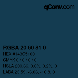 Color code: RGBA 20 60 81 0 | qconv.com