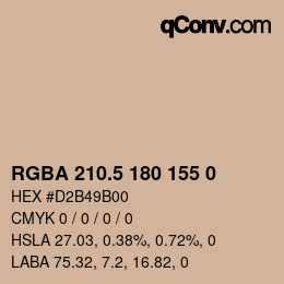 Color code: RGBA 210.5 180 155 0 | qconv.com