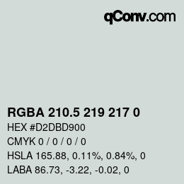 Color code: RGBA 210.5 219 217 0 | qconv.com