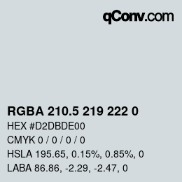 Color code: RGBA 210.5 219 222 0 | qconv.com