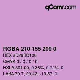 Farbcode: RGBA 210 155 209 0 | qconv.com