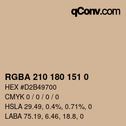 Color code: RGBA 210 180 151 0 | qconv.com