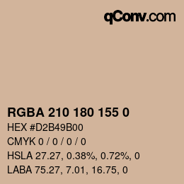 Color code: RGBA 210 180 155 0 | qconv.com