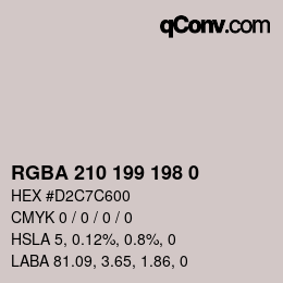 Color code: RGBA 210 199 198 0 | qconv.com