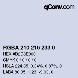 Color code: RGBA 210 216 233 0 | qconv.com
