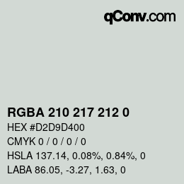 Color code: RGBA 210 217 212 0 | qconv.com