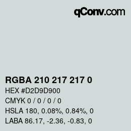 Color code: RGBA 210 217 217 0 | qconv.com