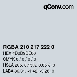 Color code: RGBA 210 217 222 0 | qconv.com