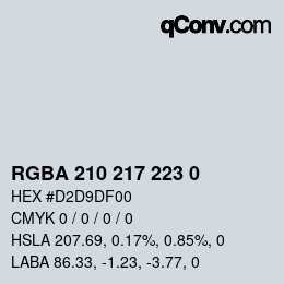 Color code: RGBA 210 217 223 0 | qconv.com