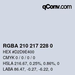 Color code: RGBA 210 217 228 0 | qconv.com