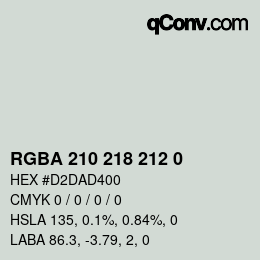カラーコード: RGBA 210 218 212 0 | qconv.com