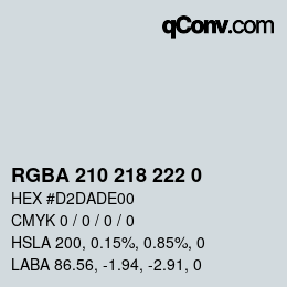 Color code: RGBA 210 218 222 0 | qconv.com