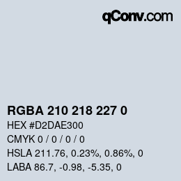 Color code: RGBA 210 218 227 0 | qconv.com