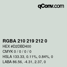 カラーコード: RGBA 210 219 212 0 | qconv.com