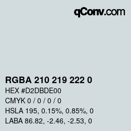 Color code: RGBA 210 219 222 0 | qconv.com