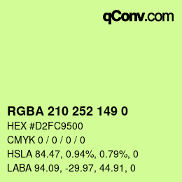 Farbcode: RGBA 210 252 149 0 | qconv.com