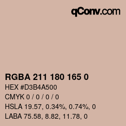Color code: RGBA 211 180 165 0 | qconv.com