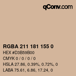 Color code: RGBA 211 181 155 0 | qconv.com