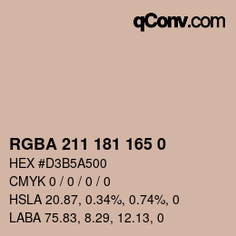 Color code: RGBA 211 181 165 0 | qconv.com