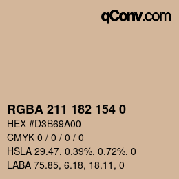 Color code: RGBA 211 182 154 0 | qconv.com