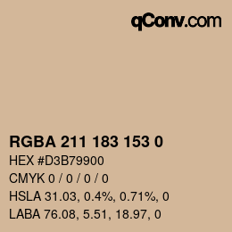 Color code: RGBA 211 183 153 0 | qconv.com