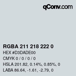 カラーコード: RGBA 211 218 222 0 | qconv.com