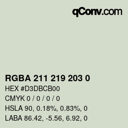Color code: RGBA 211 219 203 0 | qconv.com