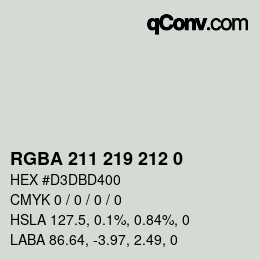 Color code: RGBA 211 219 212 0 | qconv.com