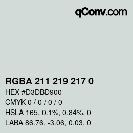 颜色代码: RGBA 211 219 217 0 | qconv.com