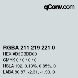 Color code: RGBA 211 219 221 0 | qconv.com