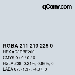 Color code: RGBA 211 219 226 0 | qconv.com