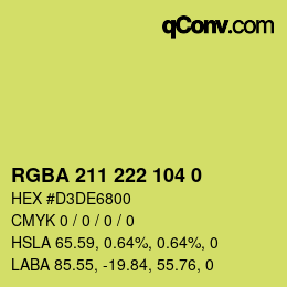 Farbcode: RGBA 211 222 104 0 | qconv.com