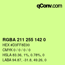 Color code: RGBA 211 255 142 0 | qconv.com
