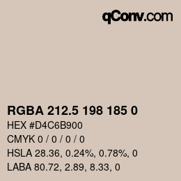 Color code: RGBA 212.5 198 185 0 | qconv.com