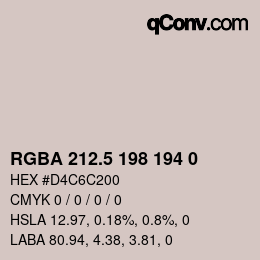 Farbcode: RGBA 212.5 198 194 0 | qconv.com