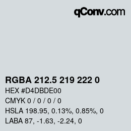 Color code: RGBA 212.5 219 222 0 | qconv.com