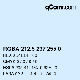 Color code: RGBA 212.5 237 255 0 | qconv.com