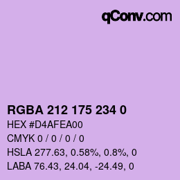 Farbcode: RGBA 212 175 234 0 | qconv.com