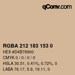 Color code: RGBA 212 183 153 0 | qconv.com