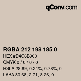 Código de color: RGBA 212 198 185 0 | qconv.com