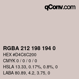 Farbcode: RGBA 212 198 194 0 | qconv.com