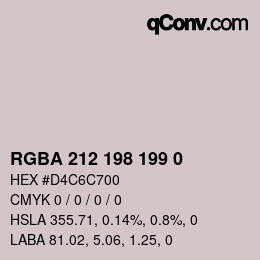 Color code: RGBA 212 198 199 0 | qconv.com