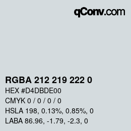 Color code: RGBA 212 219 222 0 | qconv.com