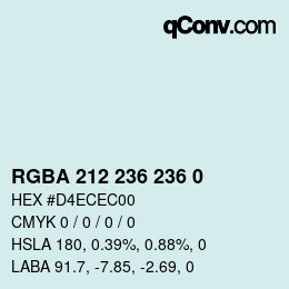 Color code: RGBA 212 236 236 0 | qconv.com