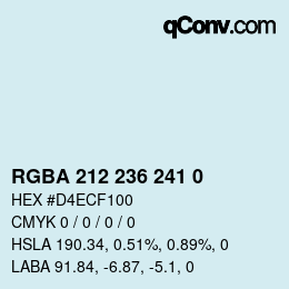 Color code: RGBA 212 236 241 0 | qconv.com