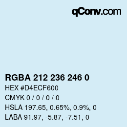 Color code: RGBA 212 236 246 0 | qconv.com