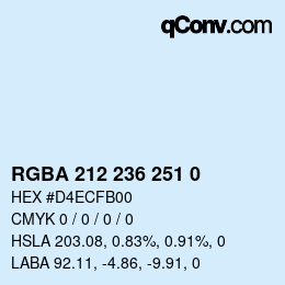 Color code: RGBA 212 236 251 0 | qconv.com