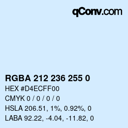 Color code: RGBA 212 236 255 0 | qconv.com