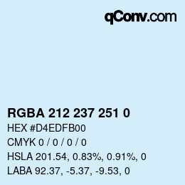 Color code: RGBA 212 237 251 0 | qconv.com