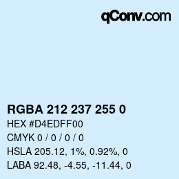 Color code: RGBA 212 237 255 0 | qconv.com